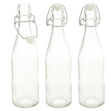 1L Clear Glass Swing Top Lid Bottle Set of 12