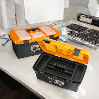 19" Plastic Storage Toolbox Chest With Lockable Lid -  48x26x25cm