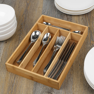 5 Compartment Bamboo Cutlery Tray
