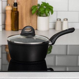 Forgecross 20cm Non-Stick Aluminium Saucepan (Black)
