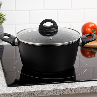 Forgecross 26cm Non-Stick Aluminium Casserole Pot (Black)