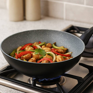 Forgecross 28cm Non-Stick Aluminium Large Wok (Black)
