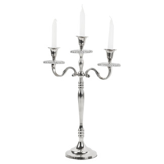 3-Arm Silver Look Candle Holder - Home Centrepiece