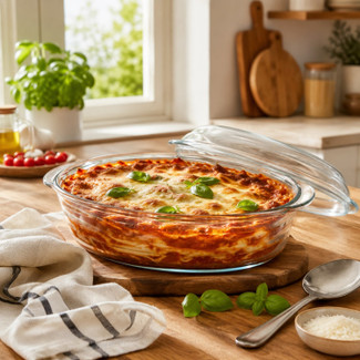 2.9L Oval Glass Casserole Dish with Lid