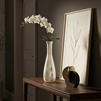 Tall Iridescent Mosaic Glass Bud Vase