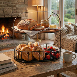 2 Tier Bread Basket Countertop Storage Rack