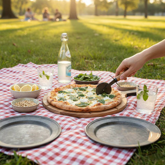 Acacia Wood Pizza Board Set With Cutter