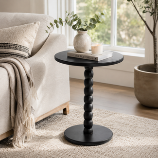 Modern Black Round Side Table 35x40cm