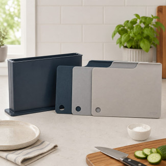 3 Piece Chopping Board Set with Storage Holder