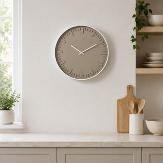 Modern Beige Wall Clock with White Aluminium Frame