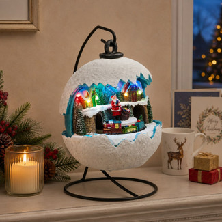Musical Christmas Bauble Village Scene Assorted Design