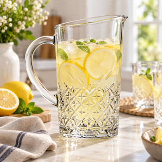 1.44L Vintage Patterned Glass Jug with Handle