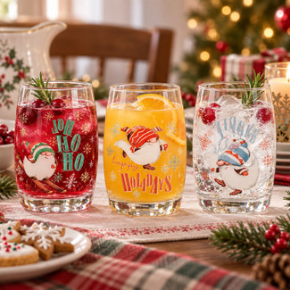 250ml Christmas Gnome Drinking Glasses Set of 6
