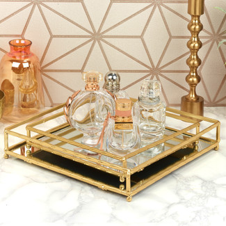 Rectangle Gold Mirror Tray