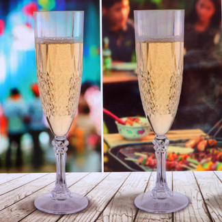 Set of 6 Crystal Effect Acrylic Champagne Flute Set