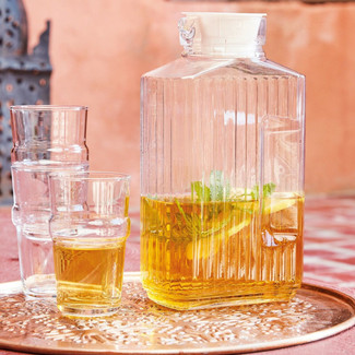 2L Luminarc Glass Fluted Refrigerator Jug with White Lid