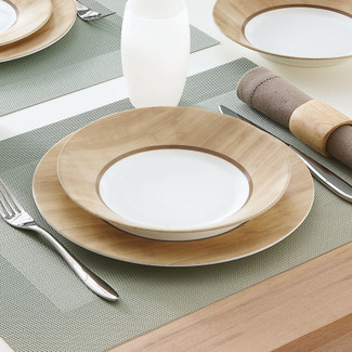 Set of 6 Luminarc Wood Design Dinner Plates