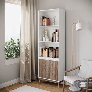 5-Tier Scandi Bookcase with 2 Doors