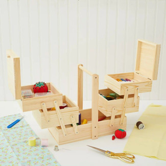3-Tier Cantilever Wooden Sewing Box