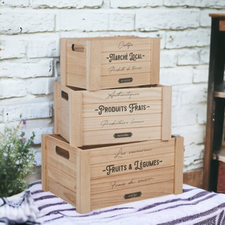 3-PC Wooden Storage Boxes