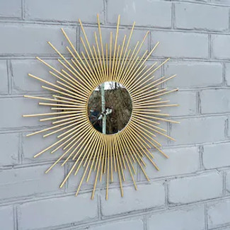 Sun Shape Gold Metal Mirror