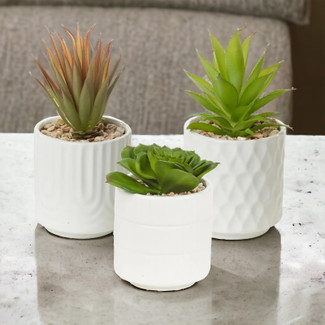 3-PC Artificial Plant in Ceramic Pot