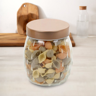 1.2L Hermetic Glass Spotted Jar with Copper Colour Lid