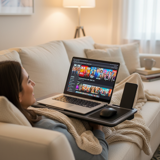 Laptop Tray Soft Cushion Mouse Pad With Phone Holder