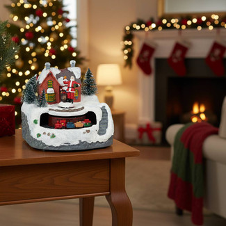 LED Christmas Village Scene Moving Train