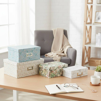 4 Assorted Floral Nesting Storage Boxes