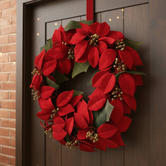 45cm Artificial Poinsettia Christmas Wreath
