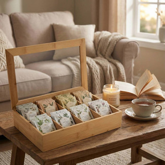 8 Compartment Bamboo Tea Box