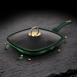 Berlinger Haus 28cm Square Emerald with Lid Grill Frying Pan