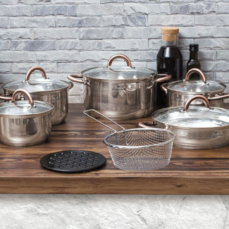 Blauman 13Pc Stainless Steel Cookware Set With Chip Basket