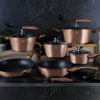 Berlinger Haus 15 Pc Rose Gold Aluminium Cookware Set