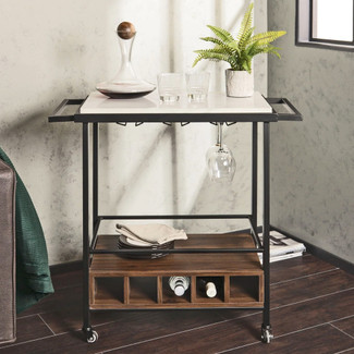 Mobile Kitchen Bar Cart with Wine Rack