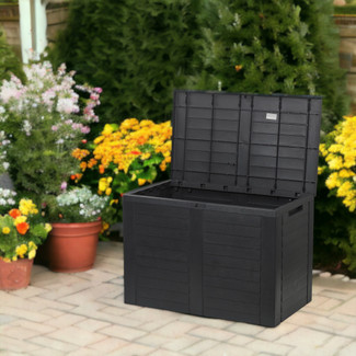 190 Litre Black Outdoor Garden Storage Box