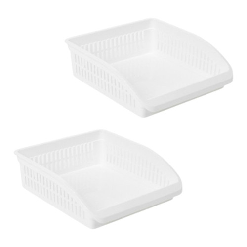White Plastic Wide Fridge Storage Container Box Holder