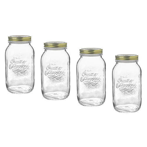 Bormioli Rocco Gold Lid Round Preserving Jars 1L