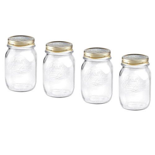 Bormioli Rocco Gold Lid Round Preserving Jars 500 ml