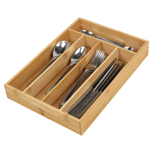 5 Compartment Bamboo Cutlery Tray