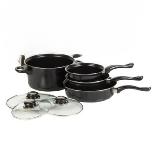 7 Pcs Non-Stick Cookware Set with Glass Lids