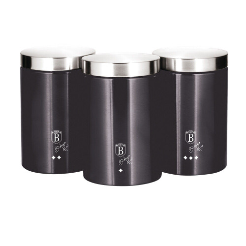 3 Pcs Carbon Pro Stainless Steel Cannister Set with Airtight Lids
