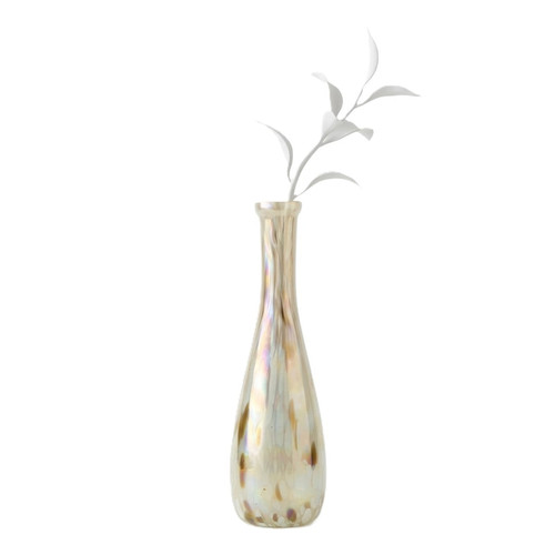 Tall Iridescent Mosaic Glass Bud Vase