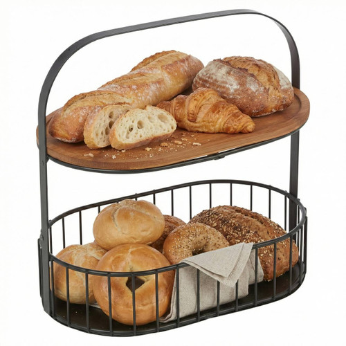 2 Tier Bread Basket Countertop Storage Rack