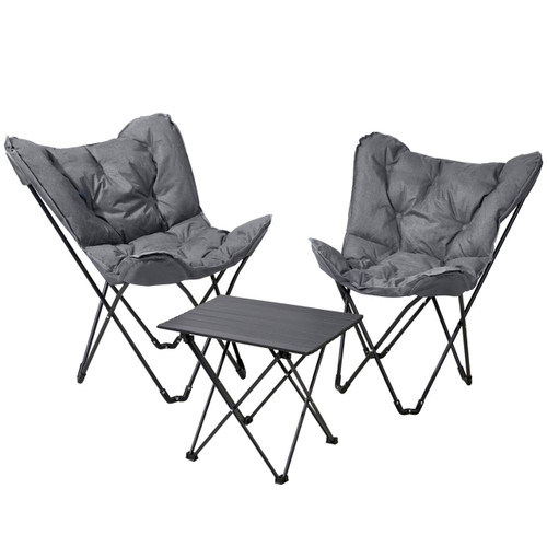 Grey Camping Chair and Table Set