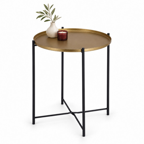 GIRONA Gold Round Metal Side Table