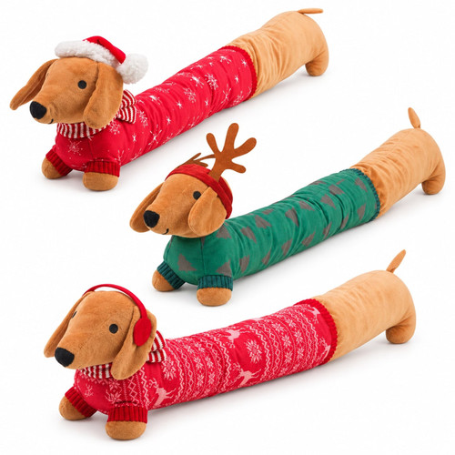 Christmas Sausage Dog Draught Excluder