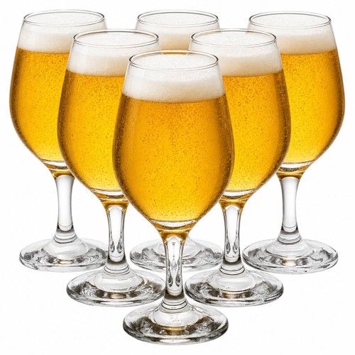 6 Craft Beer Glasses Stemmed Tulip Draught Ale Lager Goblet