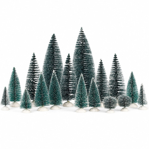16 Piece Frosted Mini Christmas Tree Set